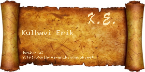 Kulhavi Erik névjegykártya